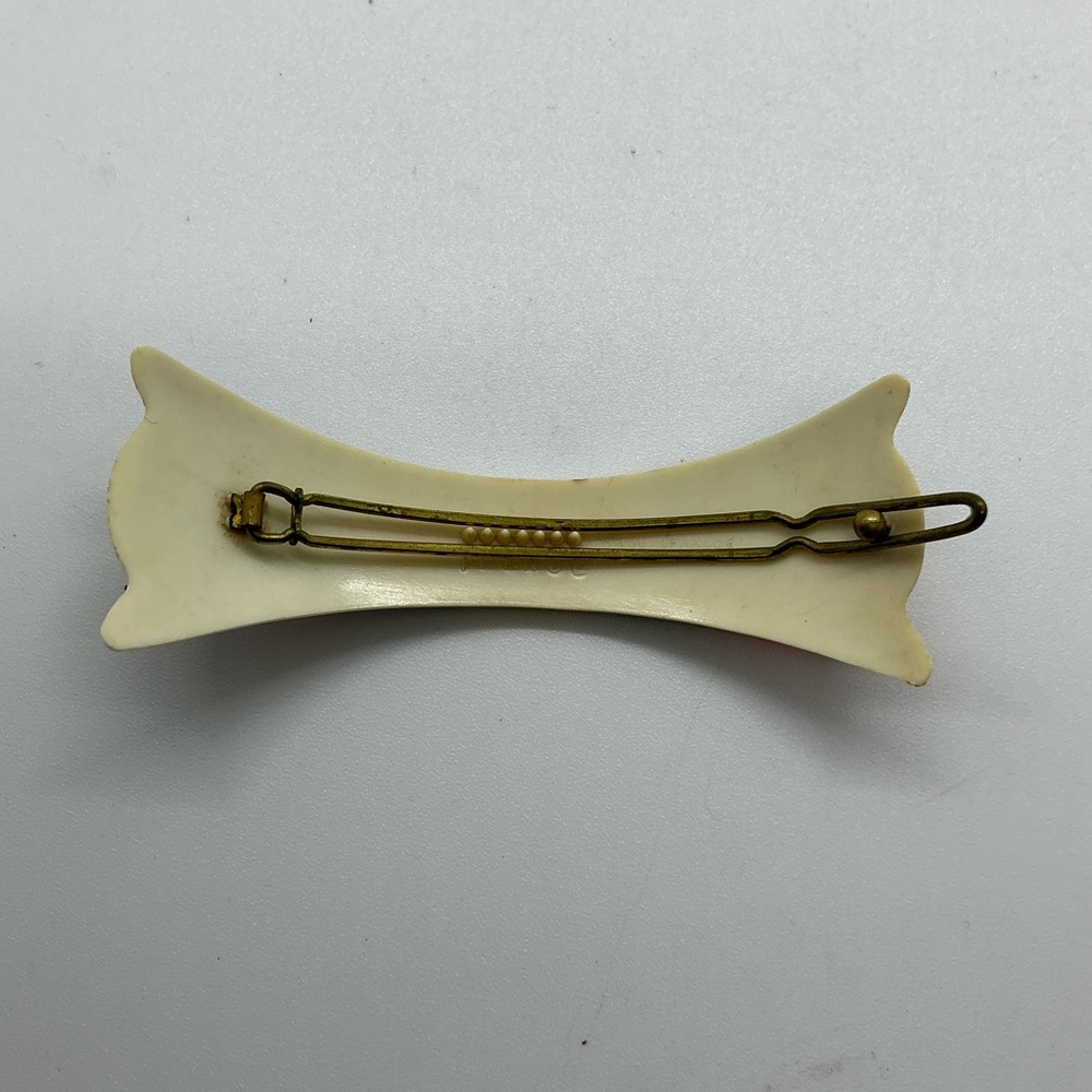 Vintage Barrette Long Rectangle Colorful Pattern Retro Hair Clip Made in France - Picture 8 of 8